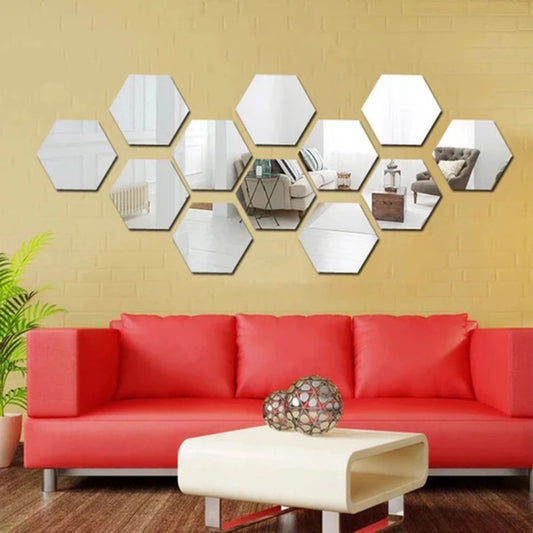 Acrylic Hexagon wall decor Mirror - Wall Decorations - Snz Clocks