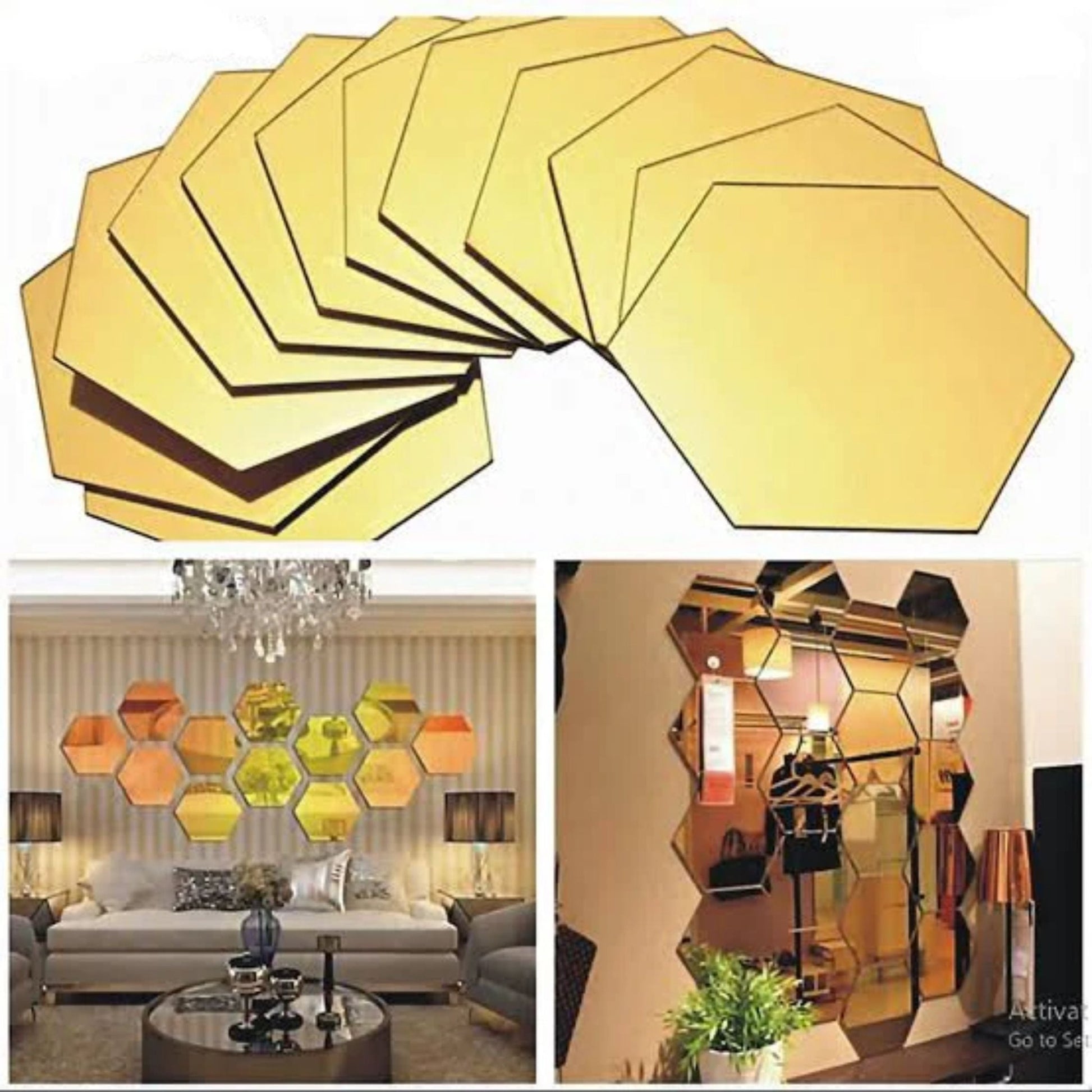 Acrylic Hexagon wall decor Mirror - Wall Decorations - Snz Clocks