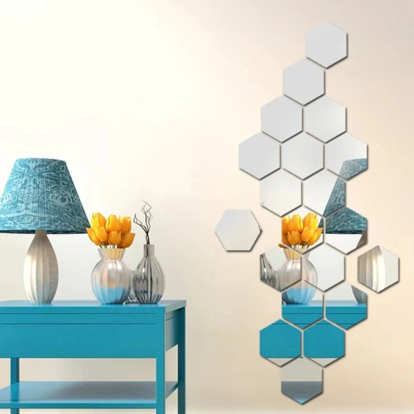 Acrylic Hexagon wall decor Mirror - Wall Decorations - Snz Clocks