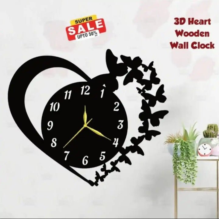 Heart Butterfly Clock - Snz Clocks