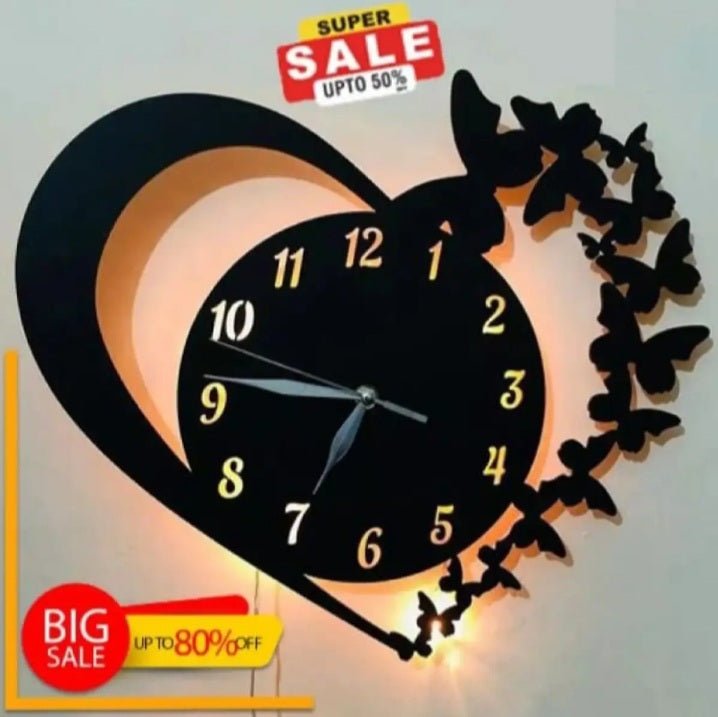 Heart Butterfly Clock - Snz Clocks